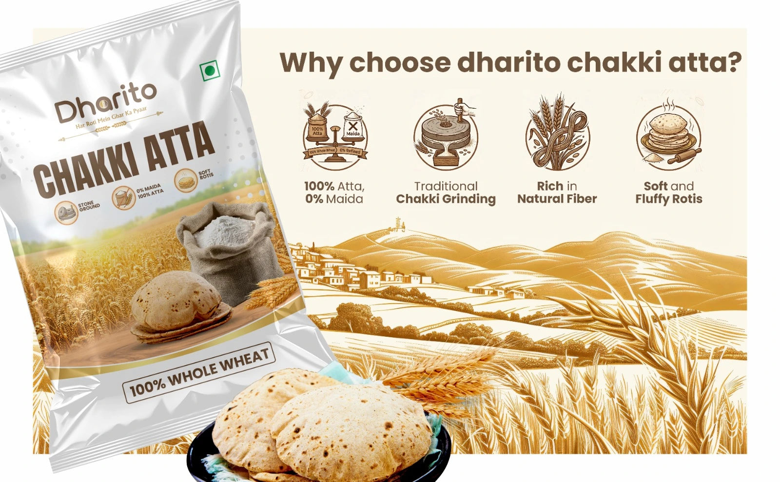 Dharito Chakki Atta (100% Atta, 0% Maida)